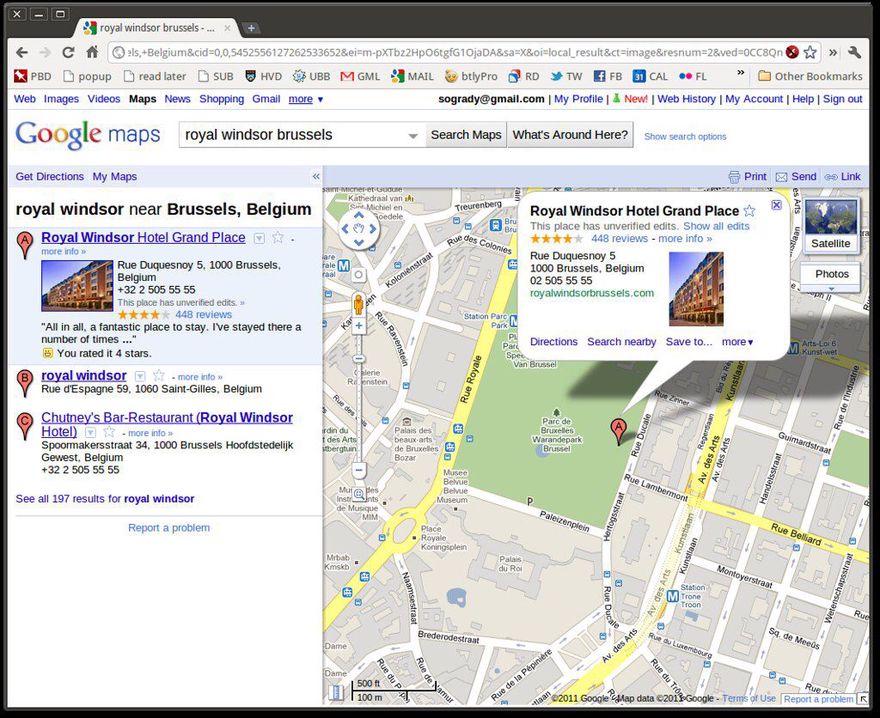 Where Google Maps Says the Royal Windsor Is